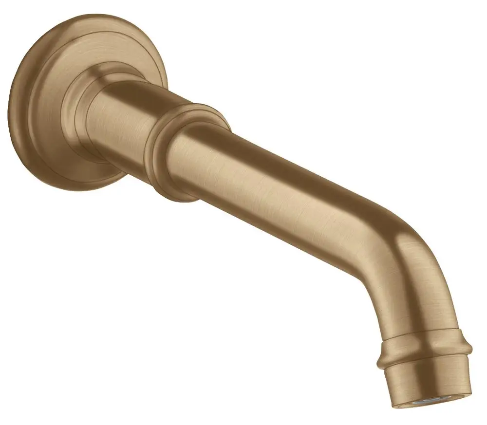 Wannen-Einlauf von AXOR in gebürstetem Bronze mit halbrunder Wandmontage und leicht gebogenem Auslauf.